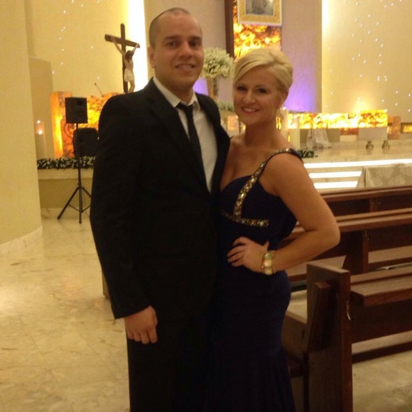 Deep purple & gold embellished prom gown - Picture 8 of 8